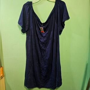 Navy Blue Off The Shoulder Dress